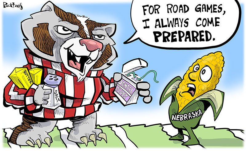 Bucky prepares for the corn huskers